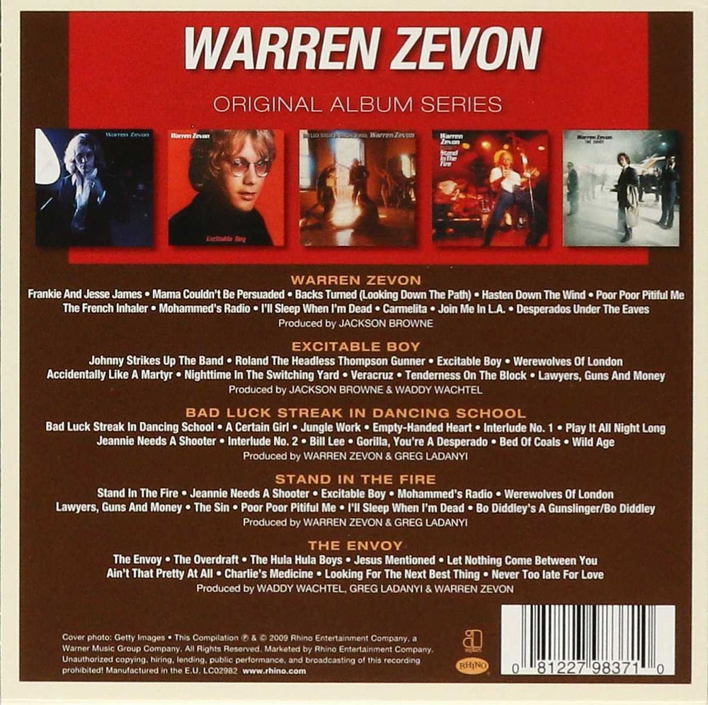 Warren Zevon Original Album Series UK 5-CD album set WZV5COR497013