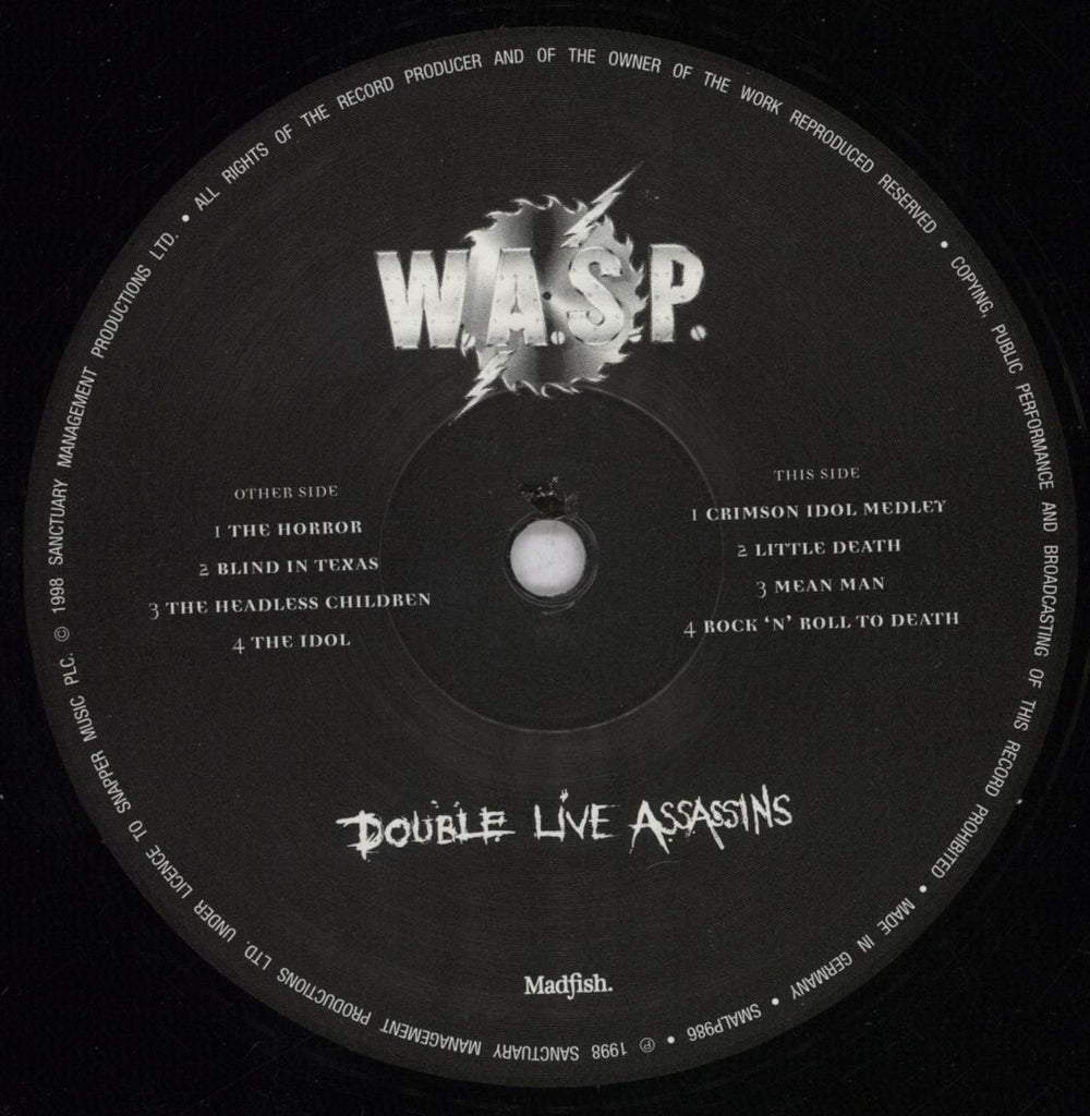 WASP Double Live Assassins UK 2-LP vinyl record set (Double LP Album) WAS2LDO840657