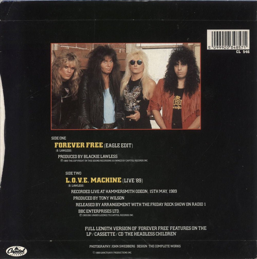 WASP Forever Free UK 7" vinyl single (7 inch record / 45) 5099920348571