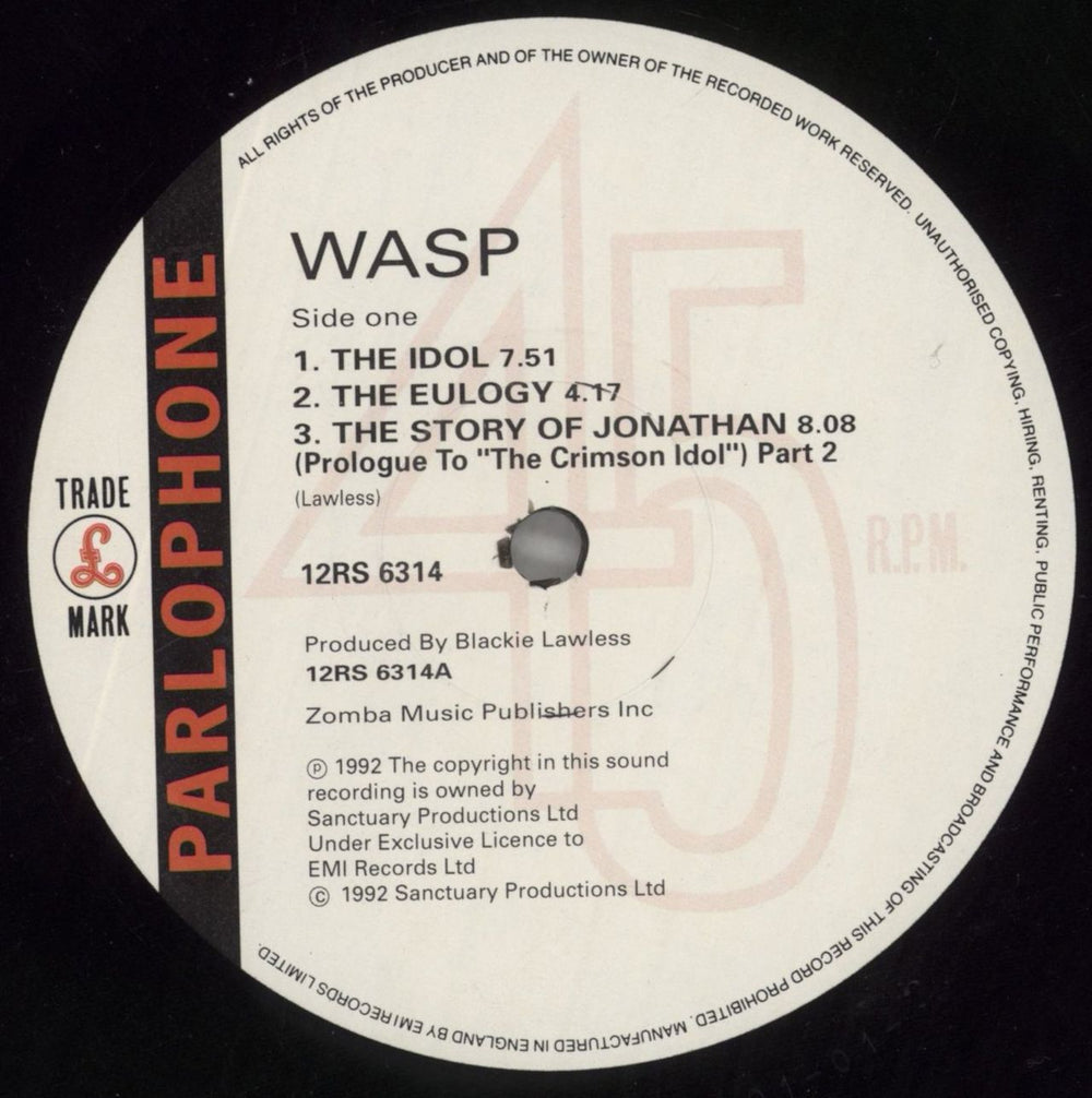 WASP The Idol UK 12" vinyl single (12 inch record / Maxi-single) WAS12TH24439