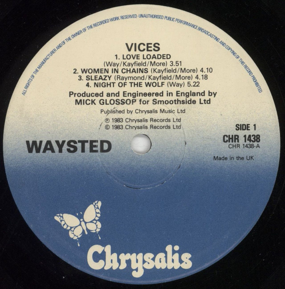 Waysted Vices + Poster UK vinyl LP album (LP record) WTDLPVI761284