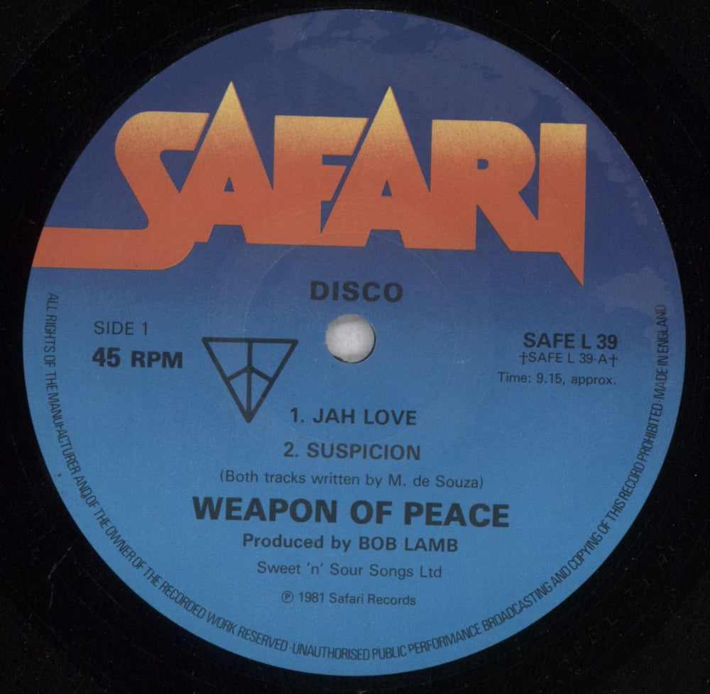 Weapon Of Peace Jah Love UK 12" vinyl single (12 inch record / Maxi-single) XFA12JA839701