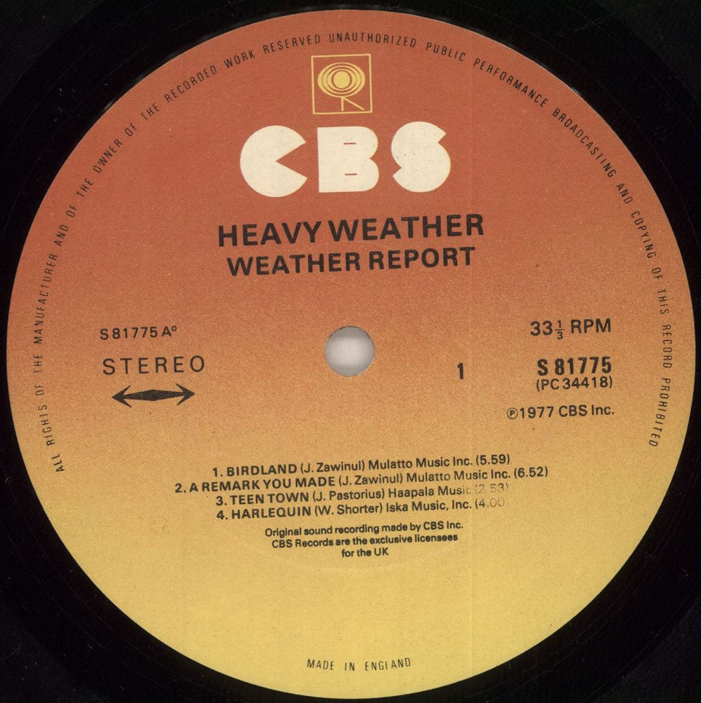 Weather Report Heavy Weather UK vinyl LP album (LP record) WEALPHE363134