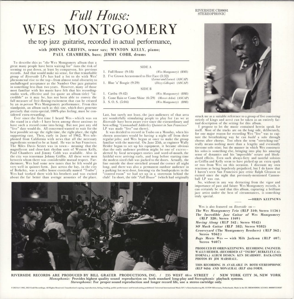 Wes Montgomery The Complete Full House Recordings: Remastered - 180gm UK 3-LP vinyl record set (Triple LP Album) 888072530287