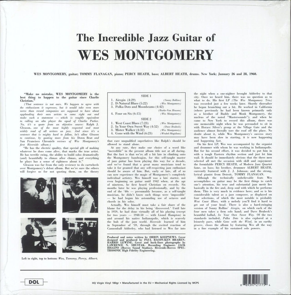 Wes Montgomery The Incredible Jazz Guitar Of Wes Montgomery - 180gm - Sealed UK vinyl LP album (LP record)