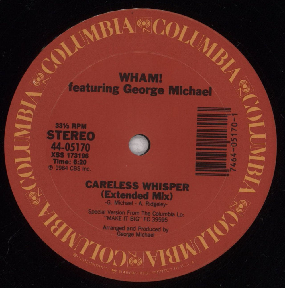 Wham Careless Whisper US 12" vinyl single (12 inch record / Maxi-single) WHA12CA22862