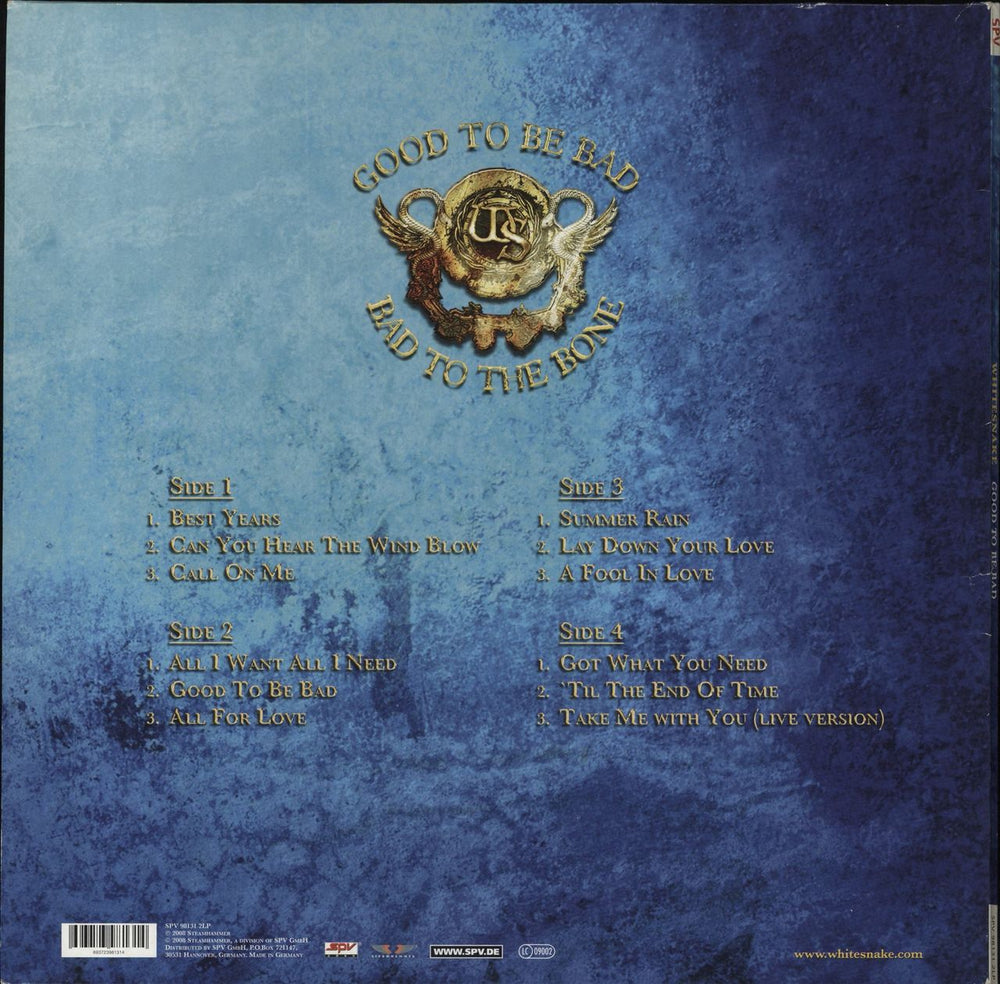 Whitesnake Good To Be Bad German 2-LP vinyl record set (Double LP Album) 693723981314