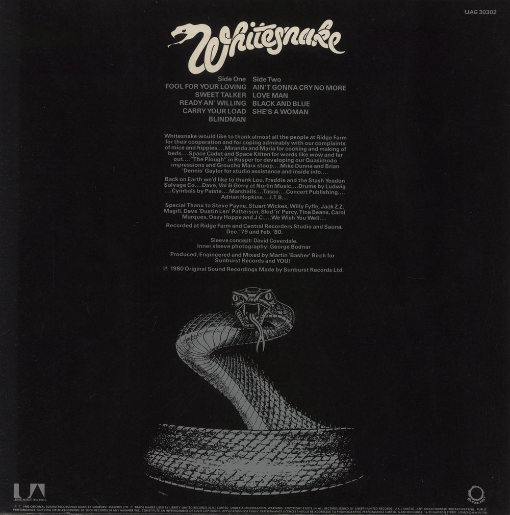 Whitesnake Ready An' Willing UK vinyl LP album (LP record)