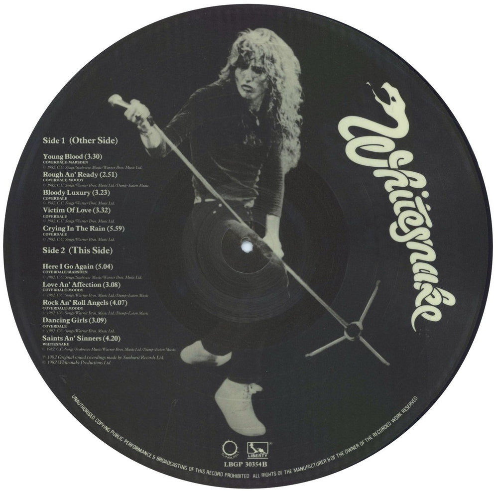 Whitesnake Saints & Sinners - EX UK picture disc LP (vinyl picture disc album)