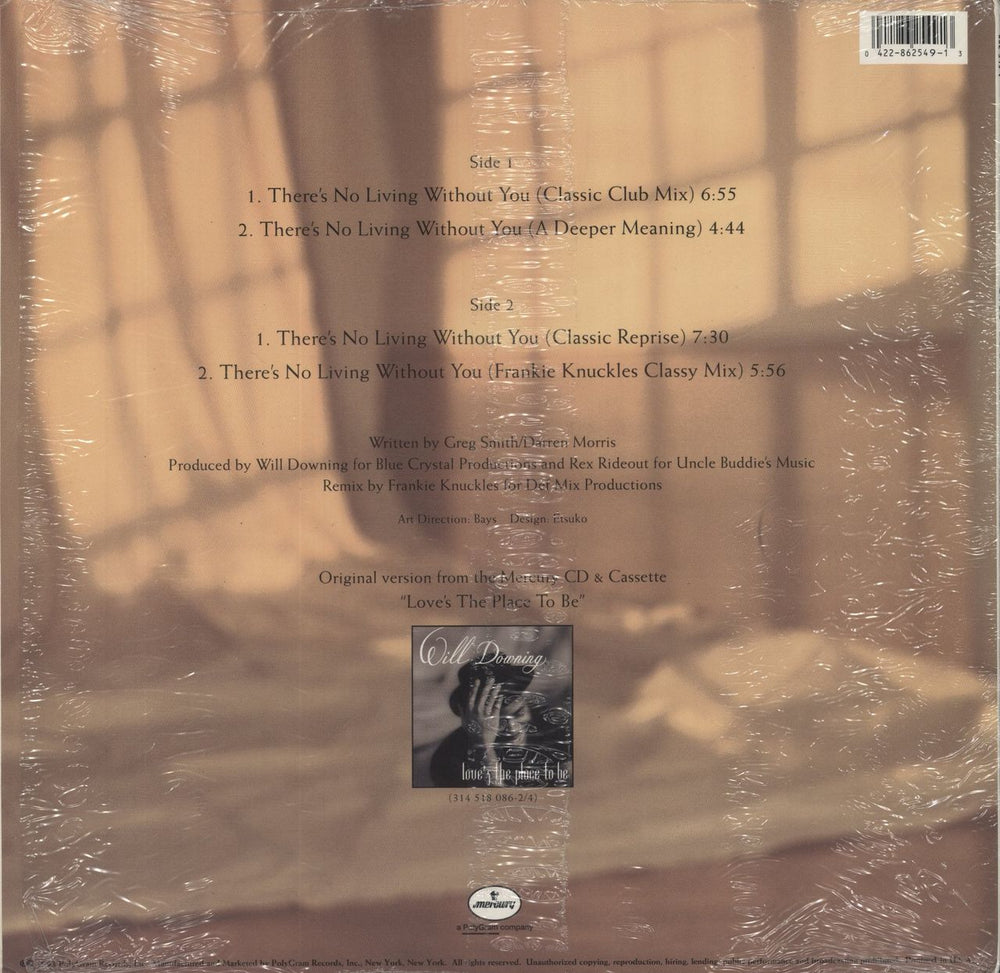 Will Downing There's No Living Without You US 12" vinyl single (12 inch record / Maxi-single) 042286254913