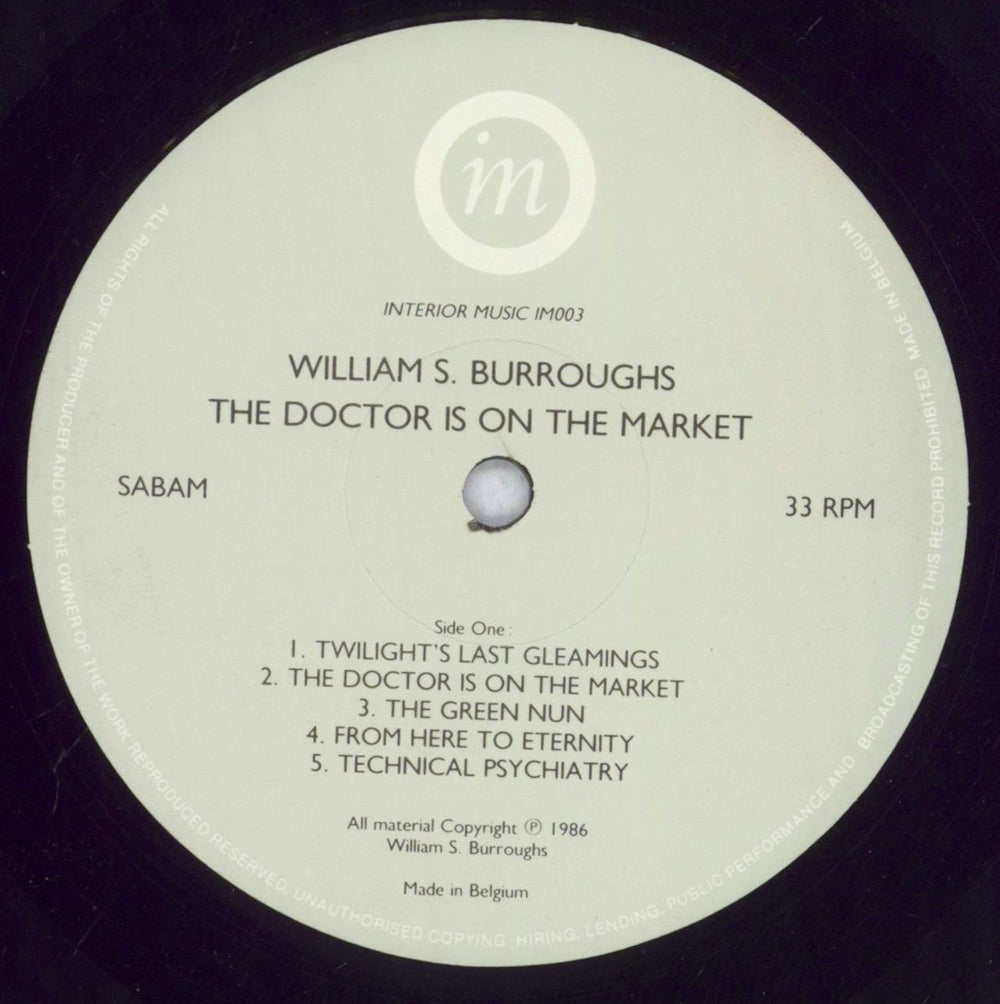 William S. Burroughs The Doctor Is On The Market Belgian vinyl LP album (LP record) WBULPTH833574