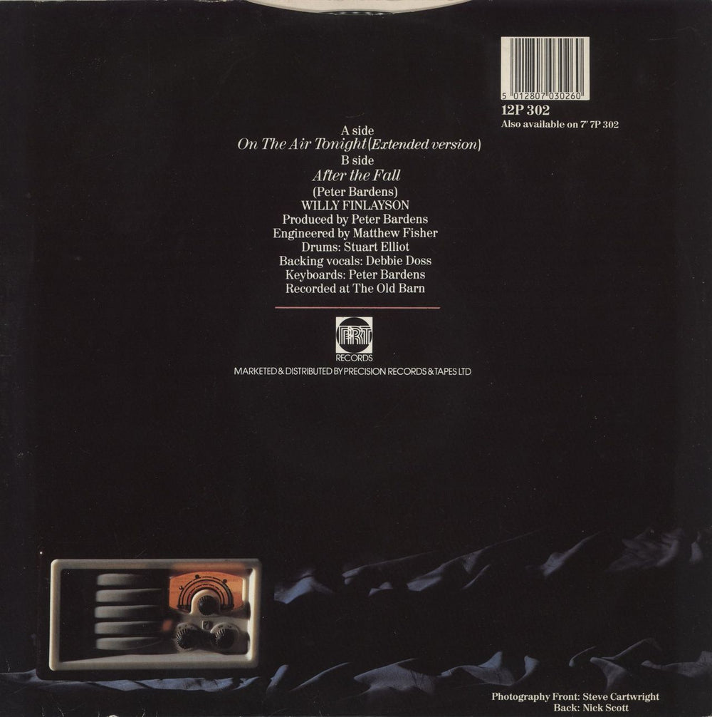 Willy Finlayson On The Air Tonight (Extended Version) UK 12" vinyl single (12 inch record / Maxi-single) 5012807030260