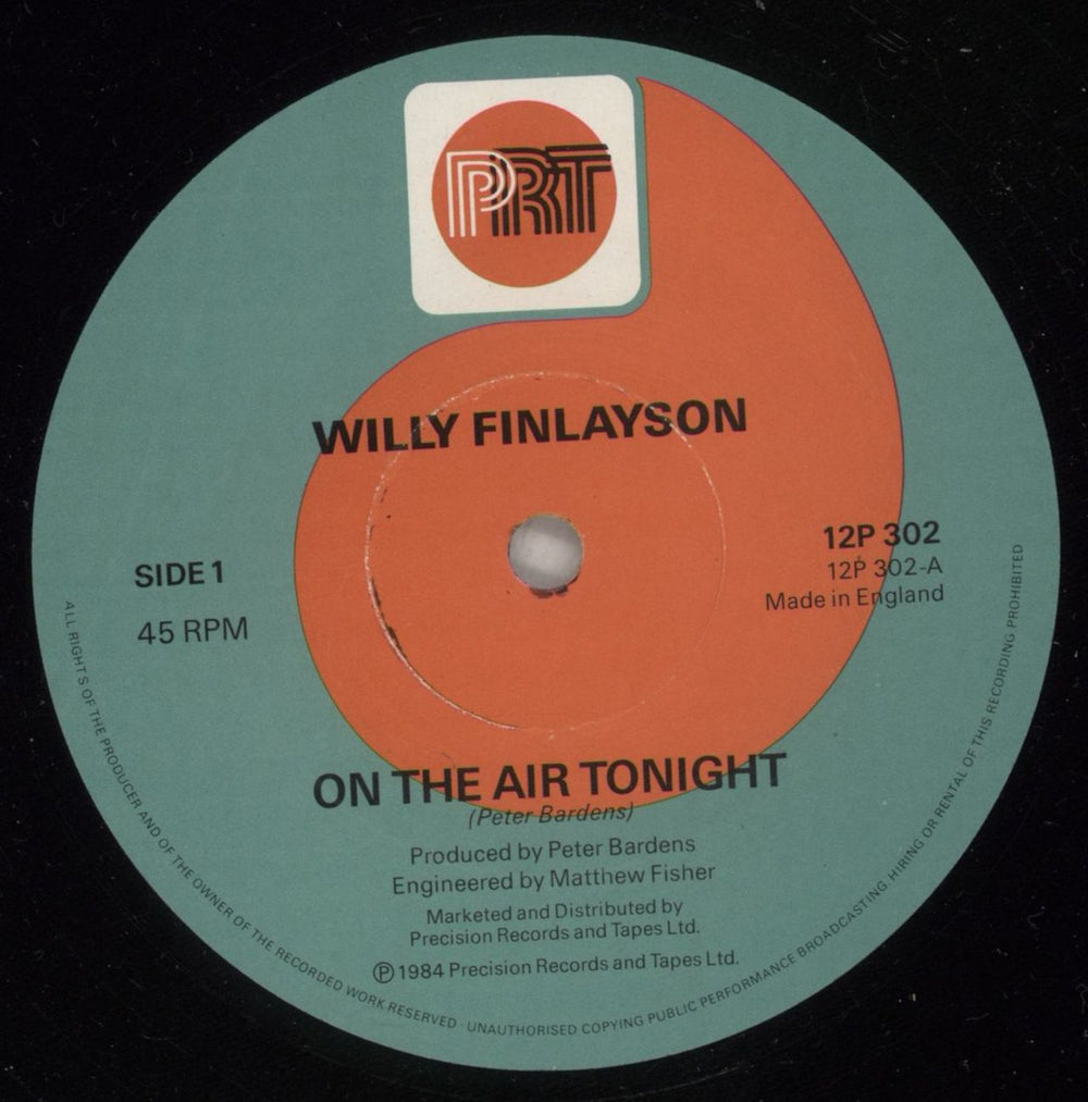 Willy Finlayson On The Air Tonight (Extended Version) UK 12" vinyl single (12 inch record / Maxi-single) WNM12ON605171