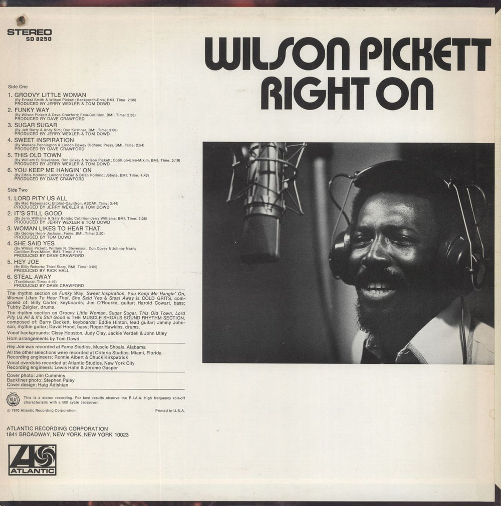 Wilson Pickett Right On US vinyl LP album (LP record)