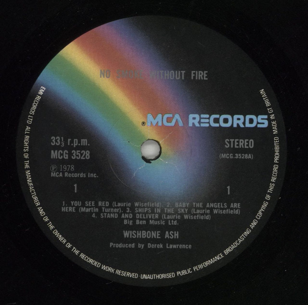 Wishbone Ash No Smoke Without Fire UK vinyl LP album (LP record) WSHLPNO348387