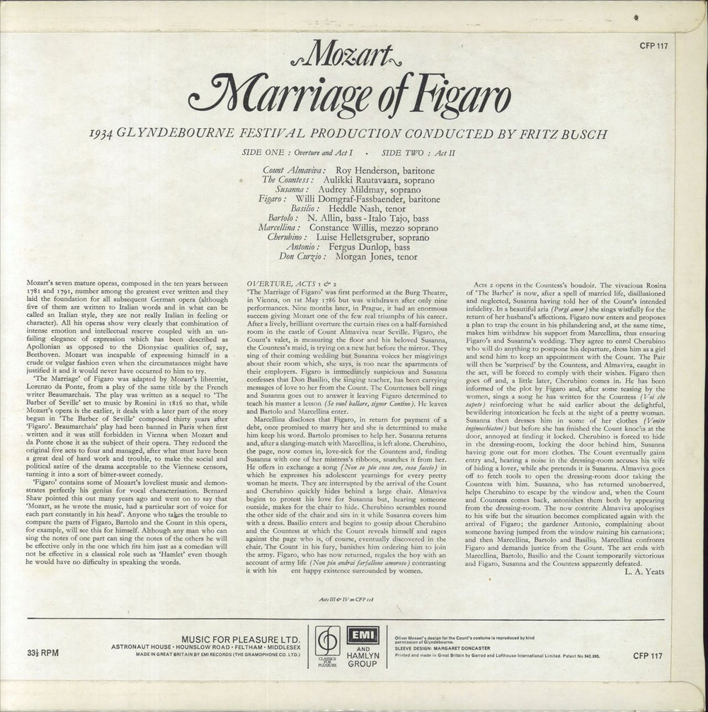 Wolfgang Amadeus Mozart Mozart: Marriage Of Figaro UK 2-LP vinyl record set (Double LP Album)