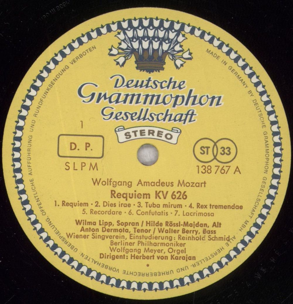 Wolfgang Amadeus Mozart Requiem KV 626 German vinyl LP album (LP record) WZMLPRE848061