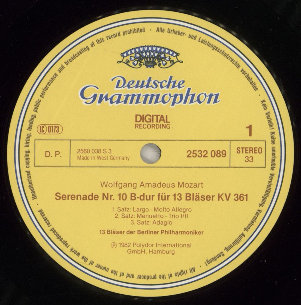 Wolfgang Amadeus Mozart Serenade K.361 For 13 Wind Instruments German vinyl LP album (LP record) WZMLPSE761647
