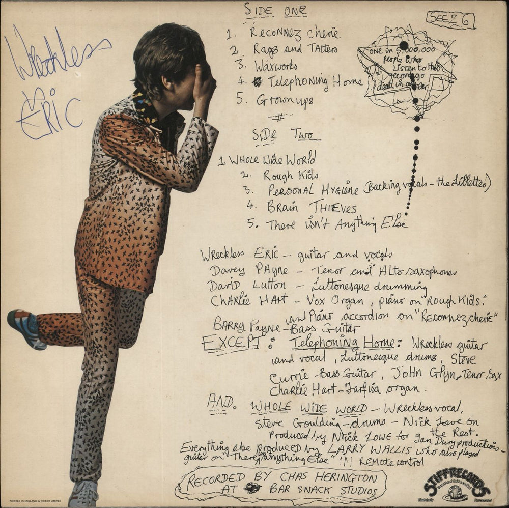 Wreckless Eric Wreckless Eric - Signed UK vinyl LP album (LP record)