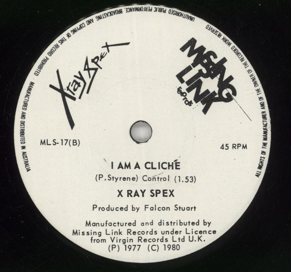 X-Ray Spex Oh, Bondage! Up Yours! Australian 7" vinyl single (7 inch record / 45) X-R07OH864716