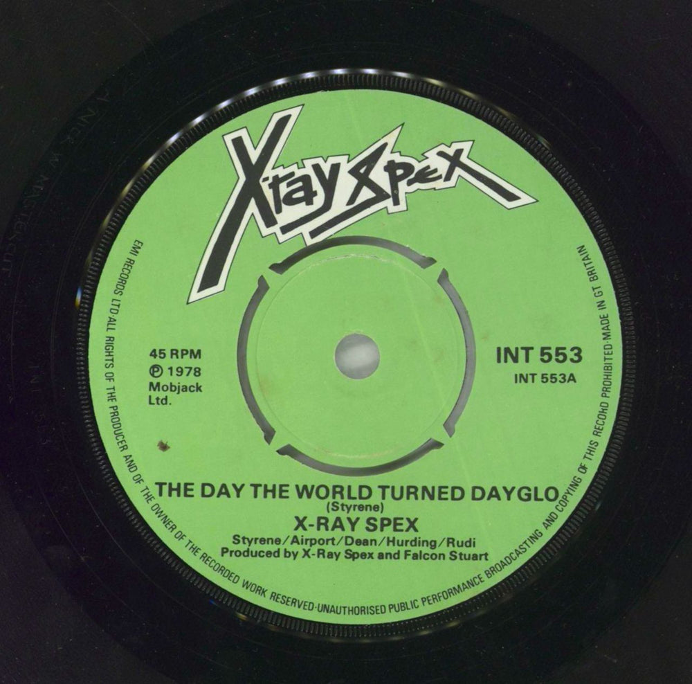 X-Ray Spex The Day The World Turned Dayglo - P/S + 4pr UK 7" vinyl single (7 inch record / 45) X-R07TH604624