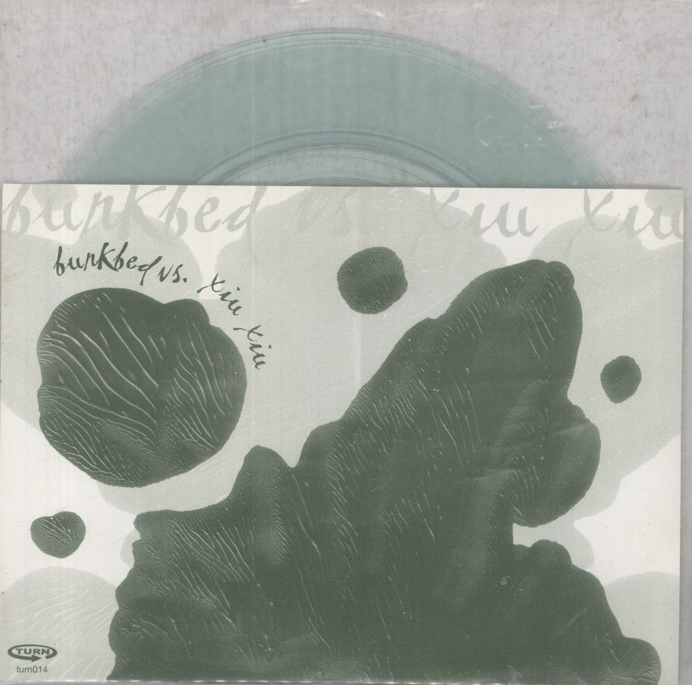 Xiu Xiu Xiu Xiu Vs. Bunkbed - Coke Bottle Green Clear Vinyl US 7" vinyl single (7 inch record / 45) TURN014