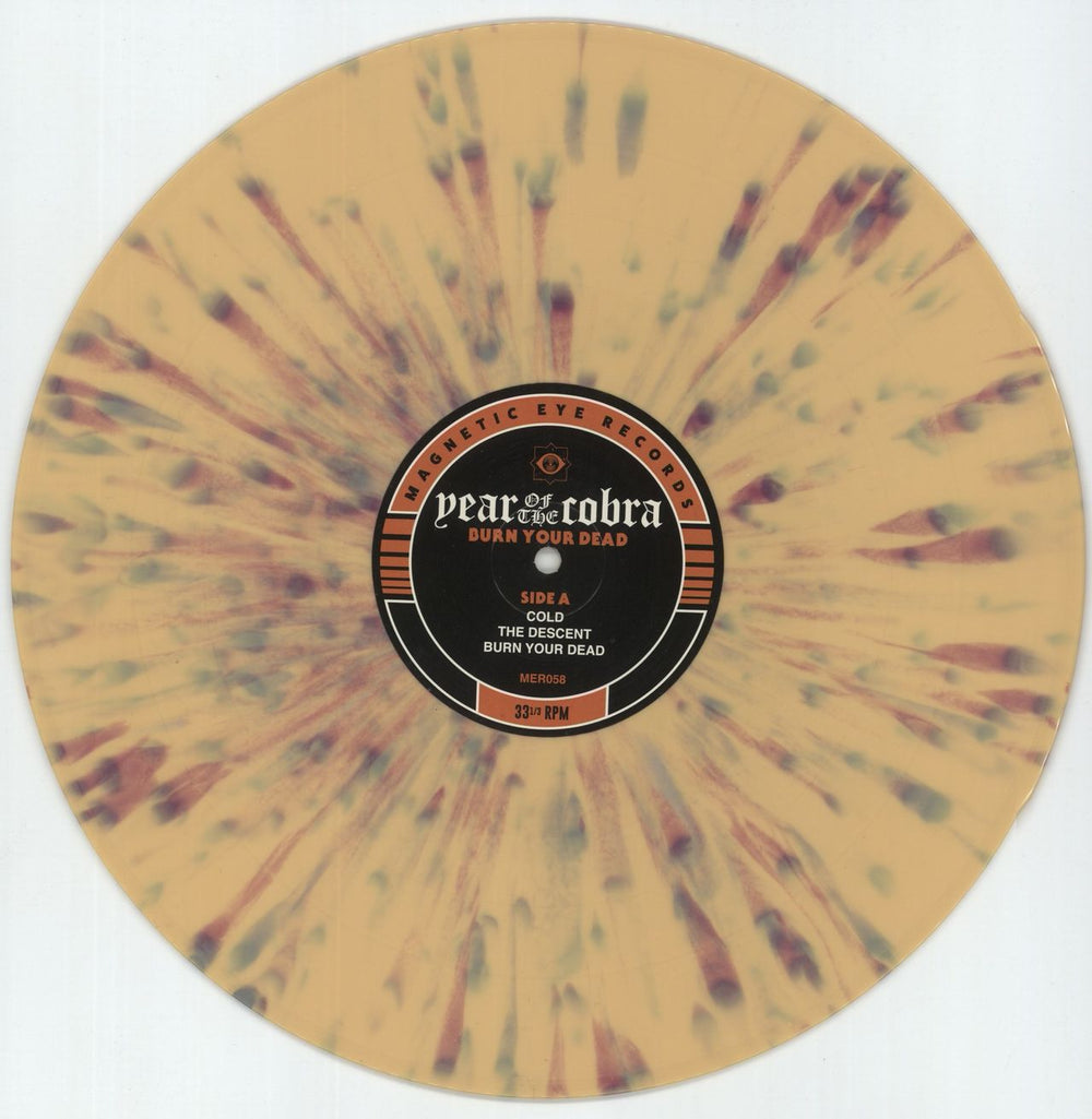 Year Of The Cobra Burn Your Dead - Yellow With Magenta & Blue Splatter Vinyl US 12" vinyl single (12 inch record / Maxi-single) 88A12BU877654
