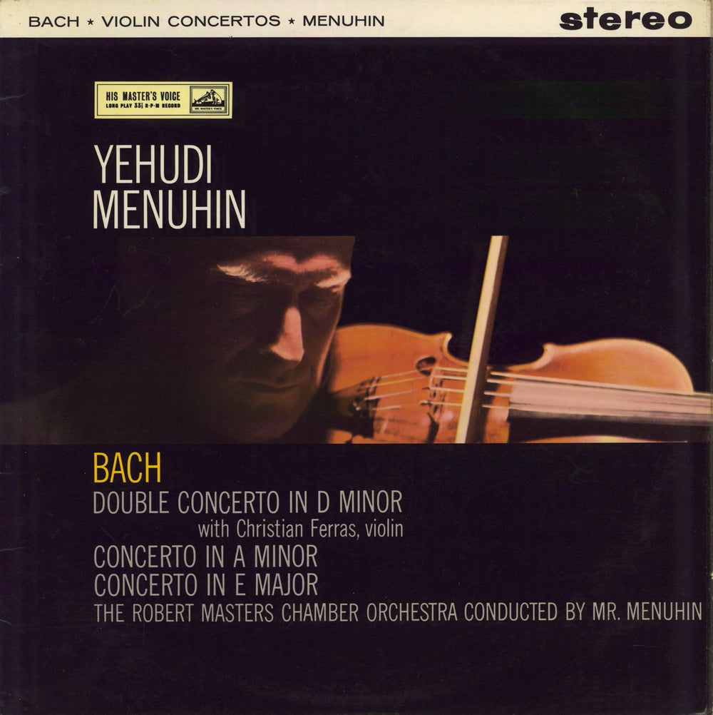 Yehudi Menuhin Bach: Violin Concertos - 2nd UK vinyl LP album (LP record) ASD346