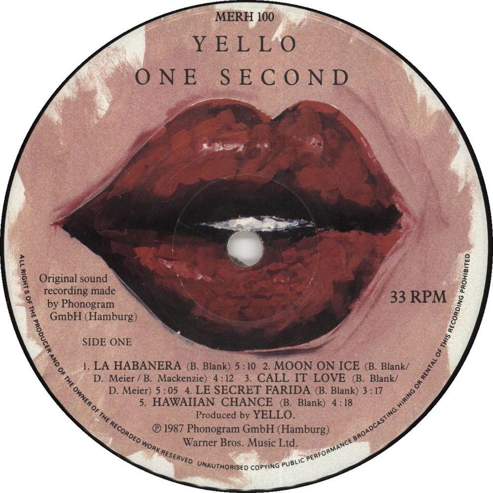 Yello One Second - Promo Stamped UK Promo vinyl LP album (LP record) 042283095618