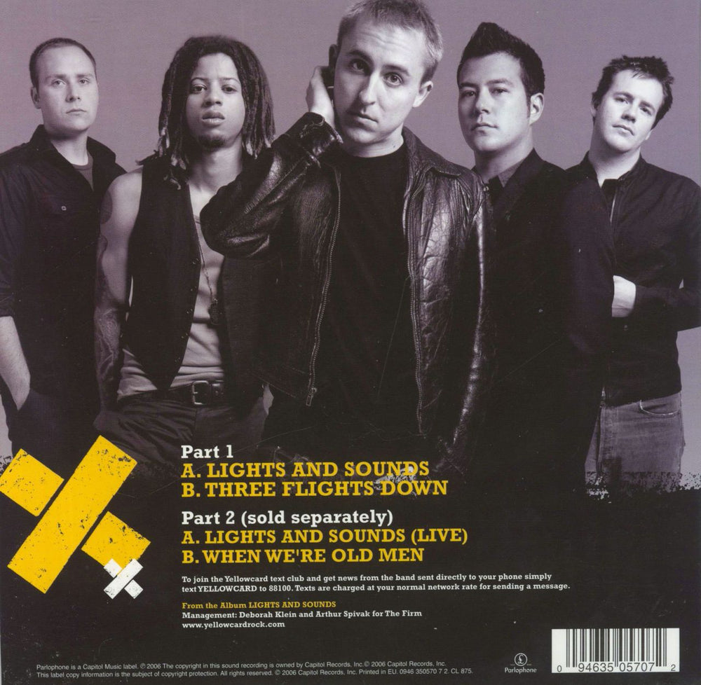 Yellowcard Lights And Sounds - Yellow Vinyl UK 7" vinyl single (7 inch record / 45) 094635057072