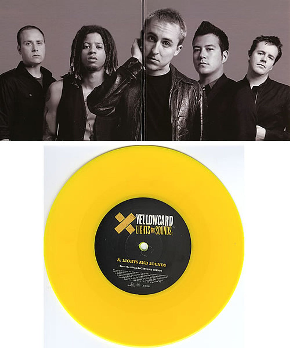 Yellowcard Lights And Sounds - Yellow Vinyl UK 7" vinyl single (7 inch record / 45) YE107LI351550