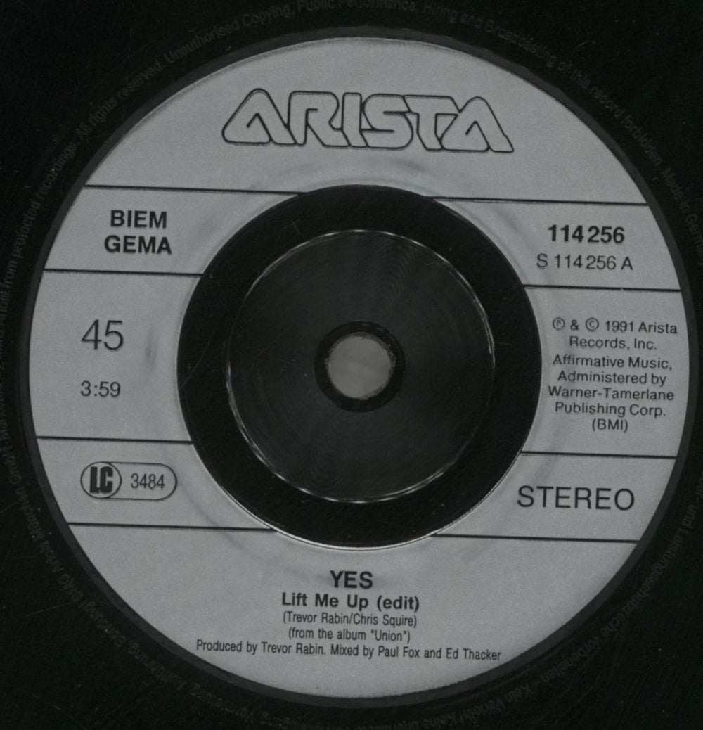 Yes Lift Me Up German 7" vinyl single (7 inch record / 45) YES07LI700874