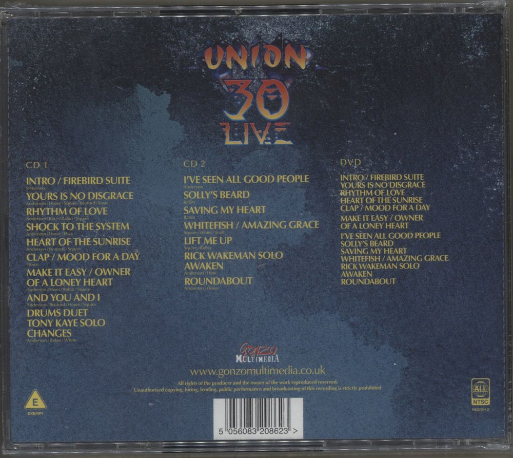 Yes Union 30 Live - Shoreline Amphitheatre, California, August 8th 1991 UK 3-CD album set (Triple CD) 5056083208623