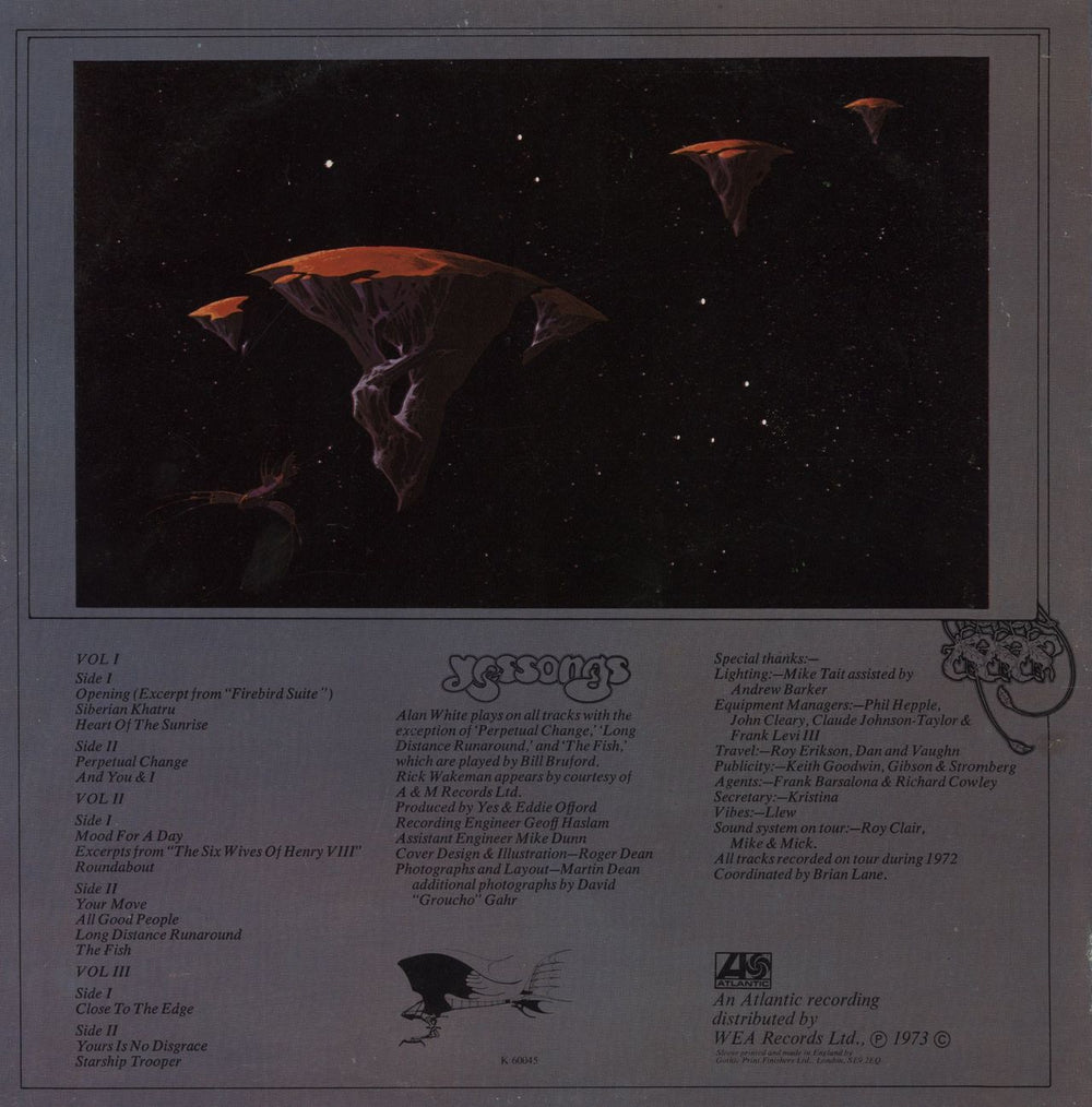 Yes Yessongs - 1st - EX UK 3-LP vinyl record set (Triple LP Album)