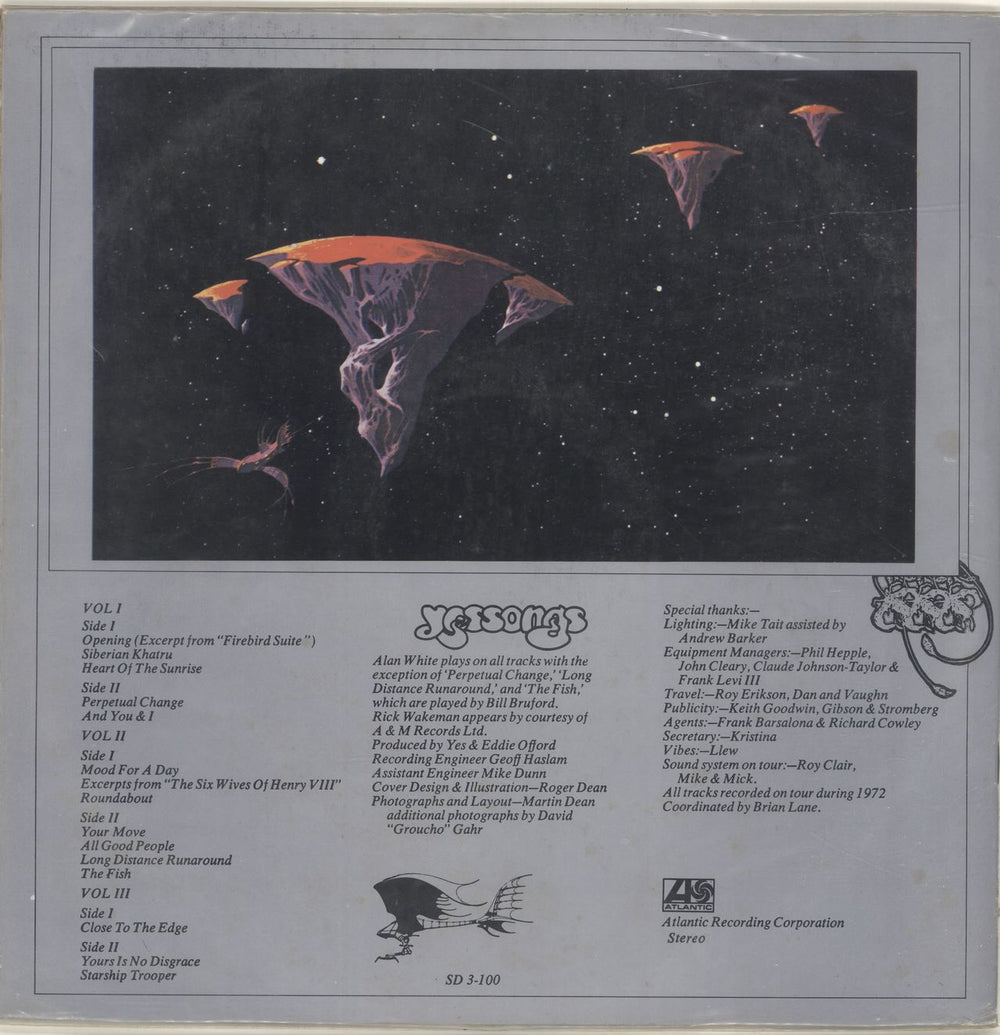 Yes Yessongs Mexican 3-LP vinyl record set (Triple LP Album)