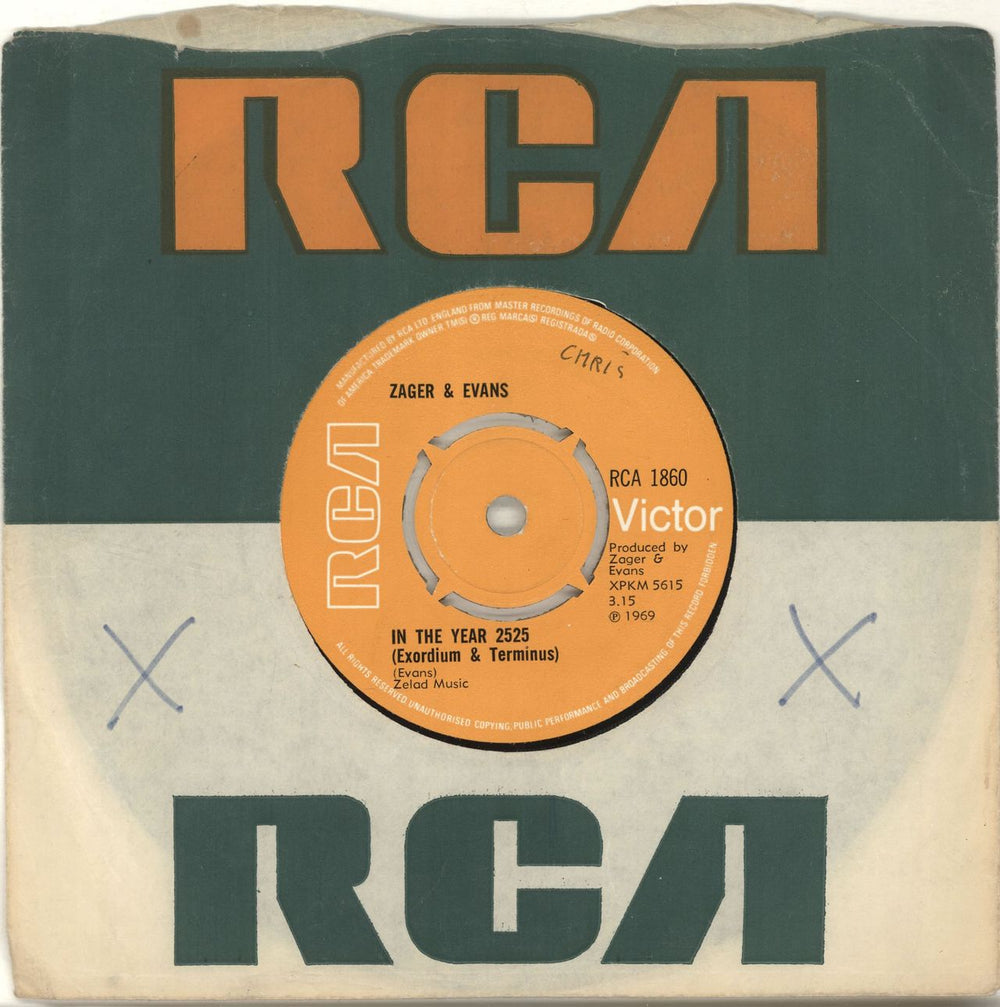 Zager & Evans In The Year 2525 (Exordium & Terminus) - 4pr UK 7" vinyl single (7 inch record / 45) RCA1860