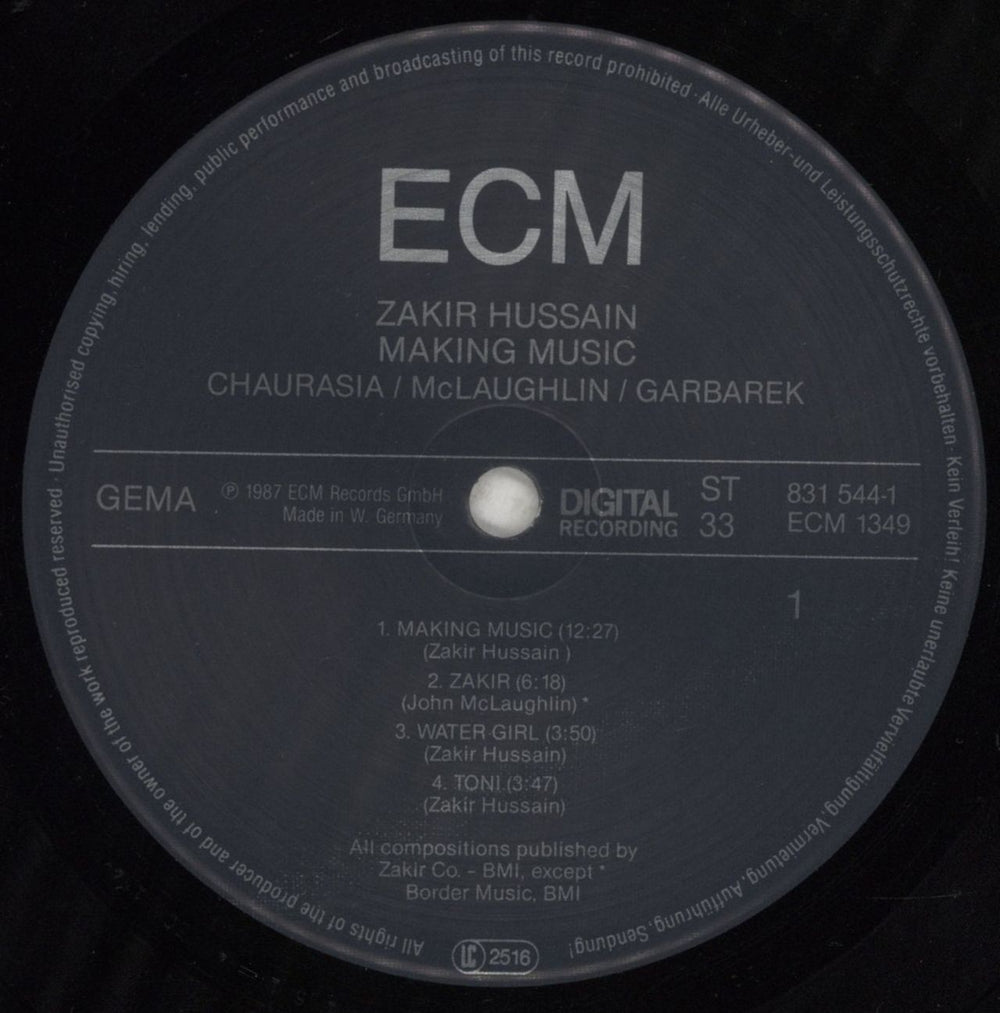 Zakir Hussain Making Music - EX German vinyl LP album (LP record) ZANLPMA855984