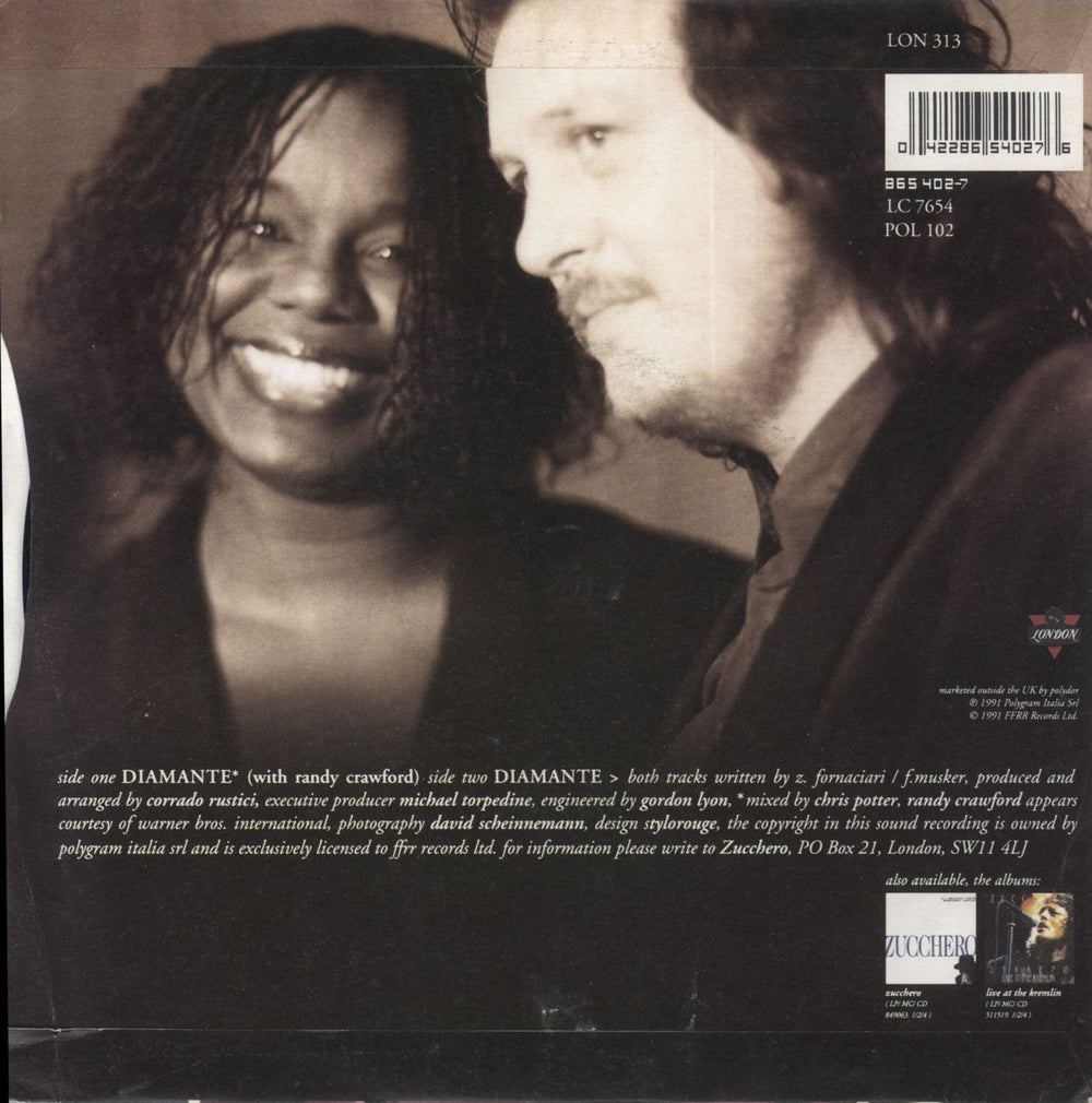 Zucchero Diamante UK 7" vinyl single (7 inch record / 45) 042286540276