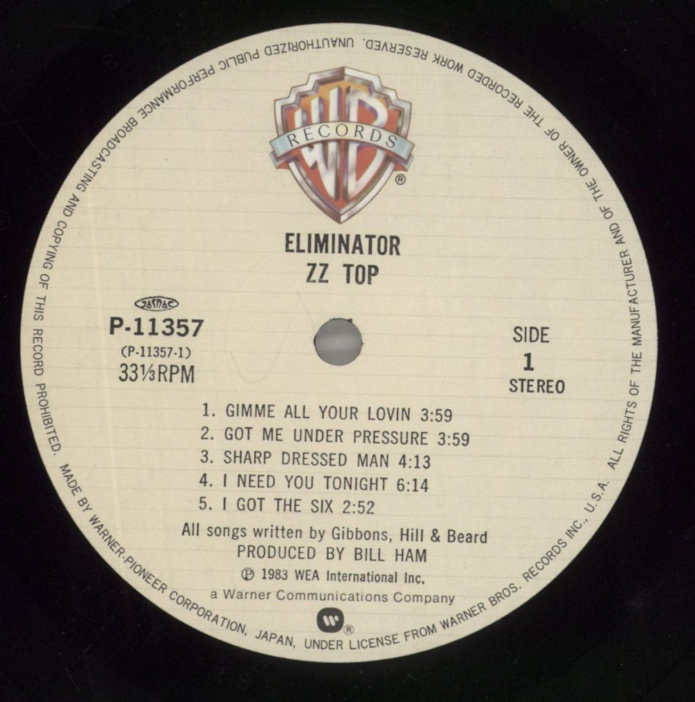 ZZ Top Eliminator Japanese vinyl LP album (LP record) ZZTLPEL279745
