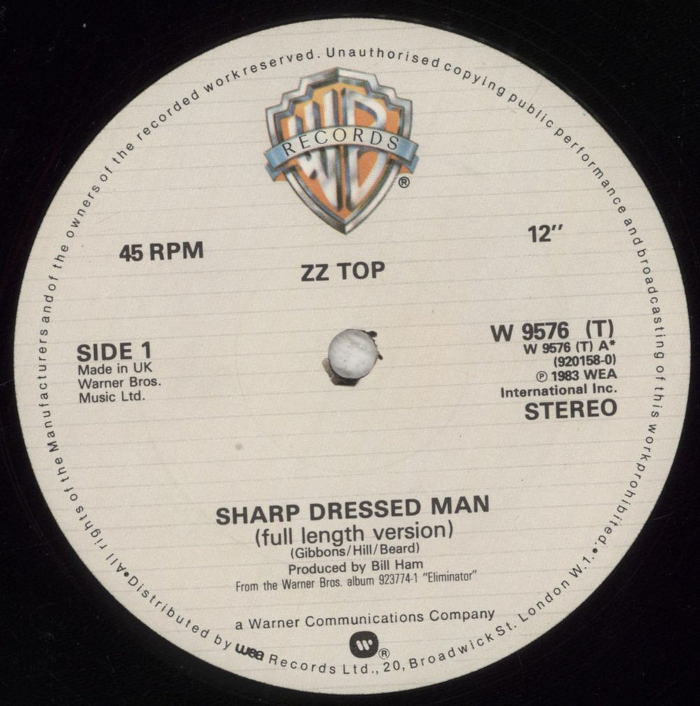 ZZ Top Sharp Dressed Man UK 12" vinyl single (12 inch record / Maxi-single) ZZT12SH329301