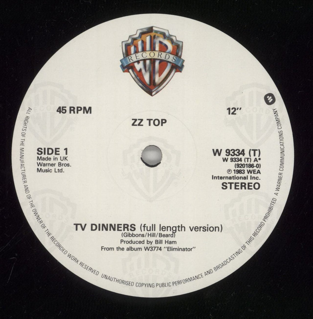 ZZ Top T.V. Dinners (Full Length Version) UK 12" vinyl single (12 inch record / Maxi-single) ZZT12TV20462