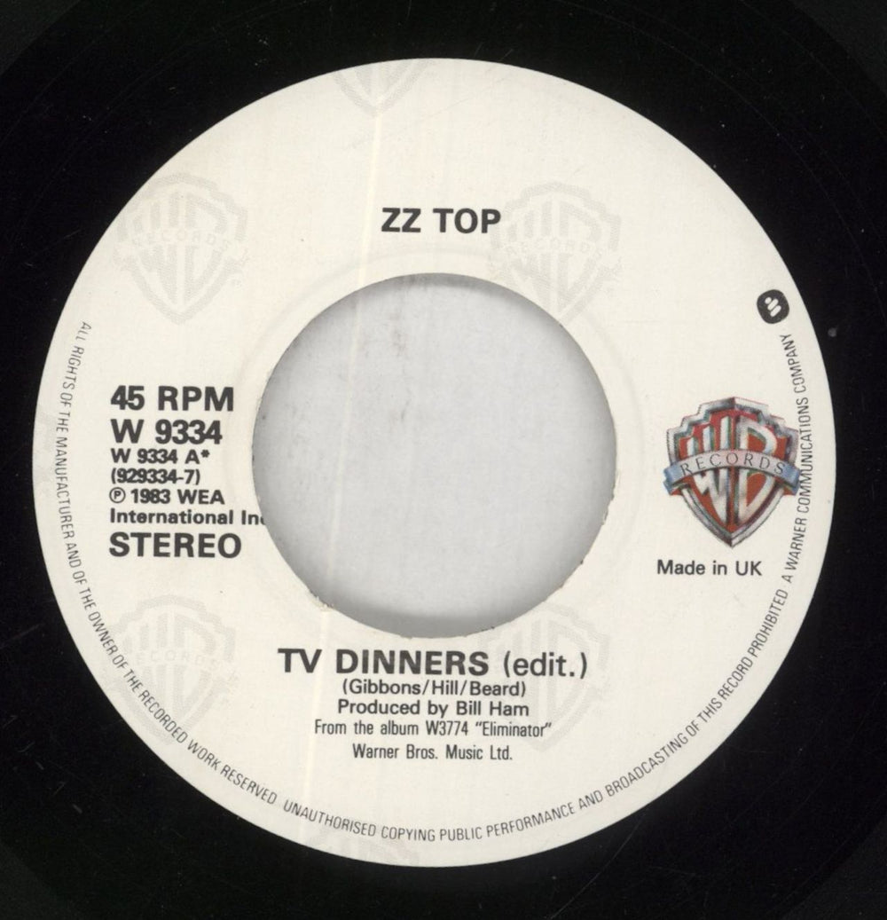 ZZ Top T.V. Dinners UK 7" vinyl single (7 inch record / 45) ZZT07TV856140