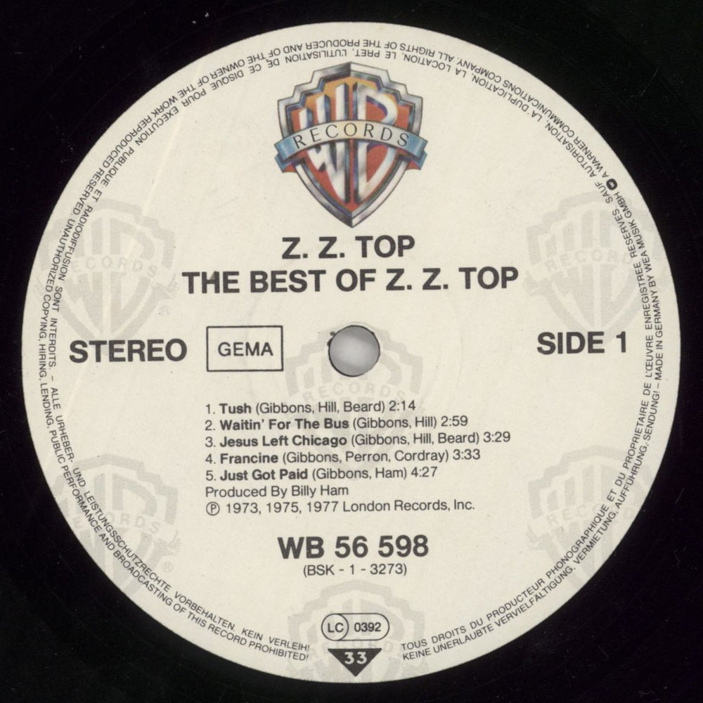 ZZ Top The Best Of ZZ Top German vinyl LP album (LP record) ZZTLPTH245905