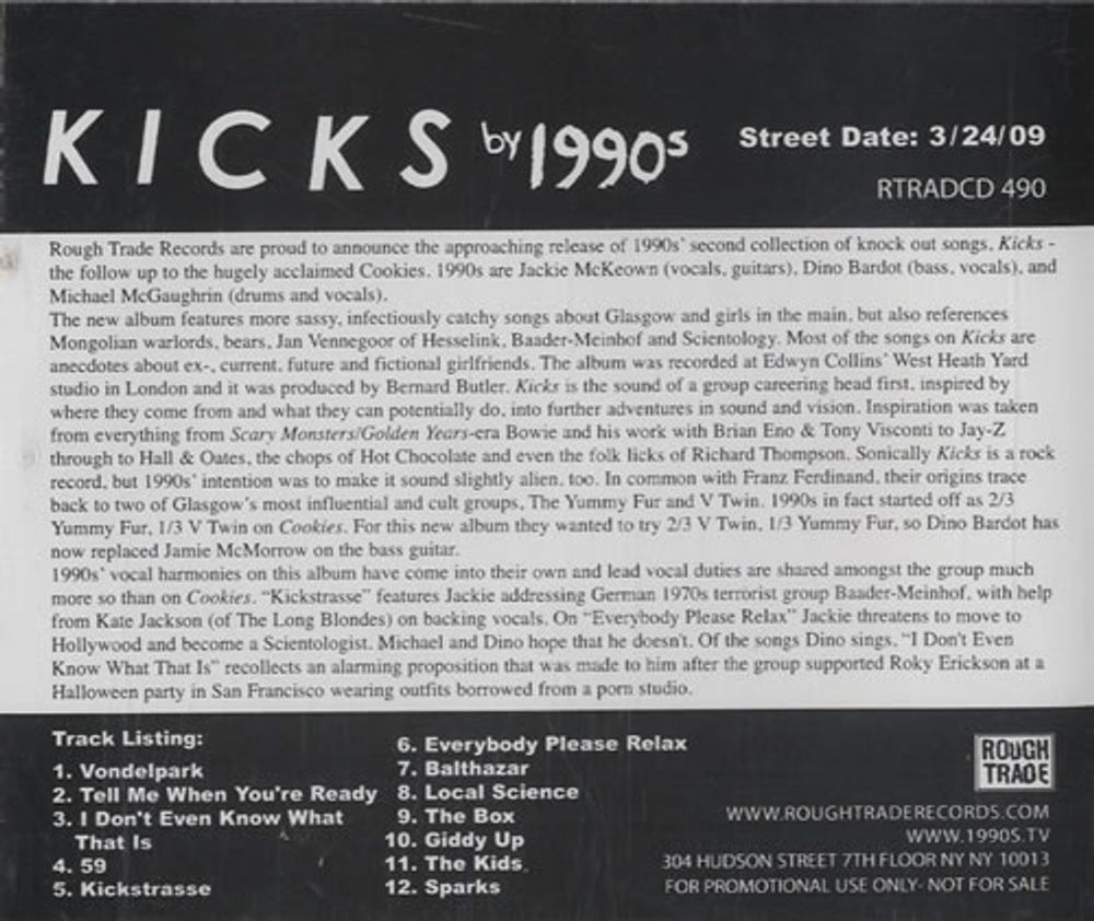 1990's Kicks US Promo CD album (CDLP) RTRADCD490