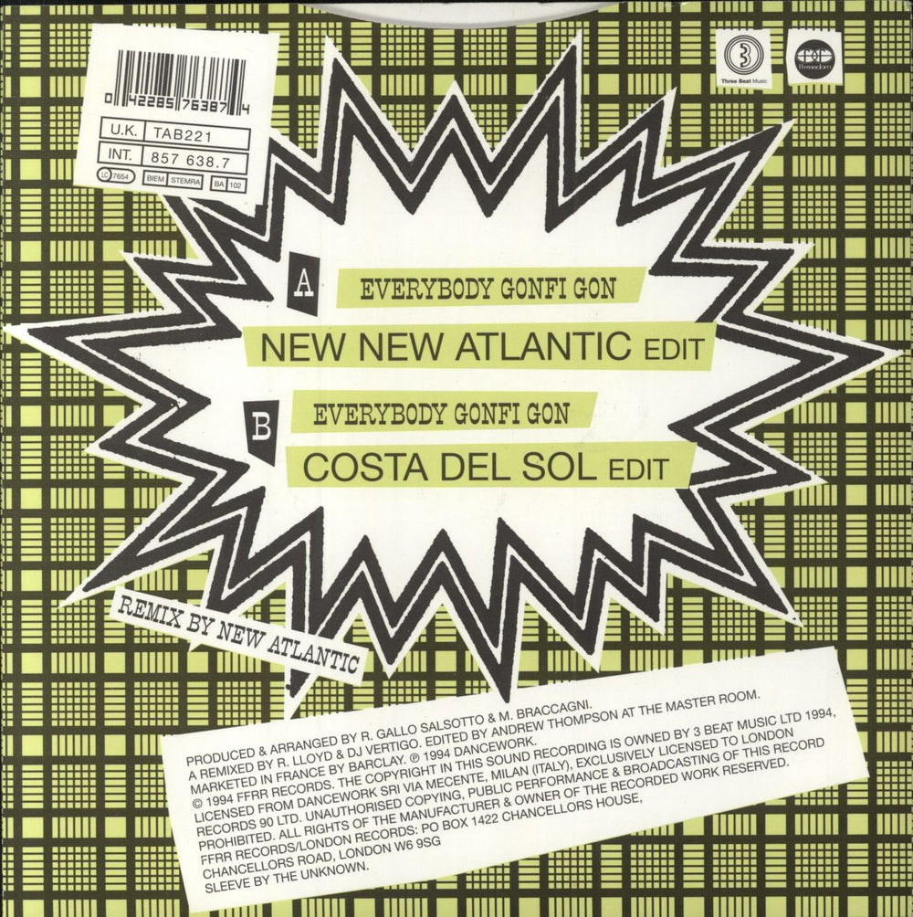 2 Cowboys Everybody Gonfi Gon (New New Atlantic Edit) UK 7" vinyl single (7 inch record / 45) 042285763874