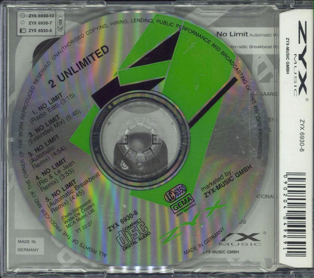 2 Unlimited No Limit German CD single (CD5 / 5") 090204049691