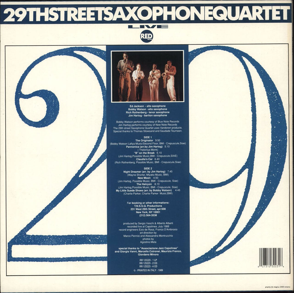 29Th Street Saxophone Quartet Live Italian vinyl LP album (LP record)