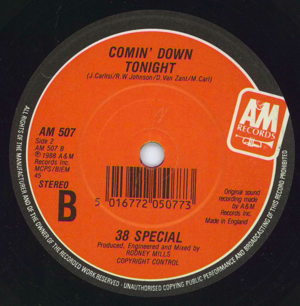 38 Special Second Chance UK 7" vinyl single (7 inch record / 45) 5016772050773