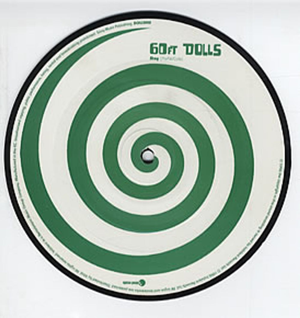 60ft Dolls Stay - Green/white Swirl - Numbered UK 7" vinyl picture disc (7 inch picture disc single) 60F7PST68839