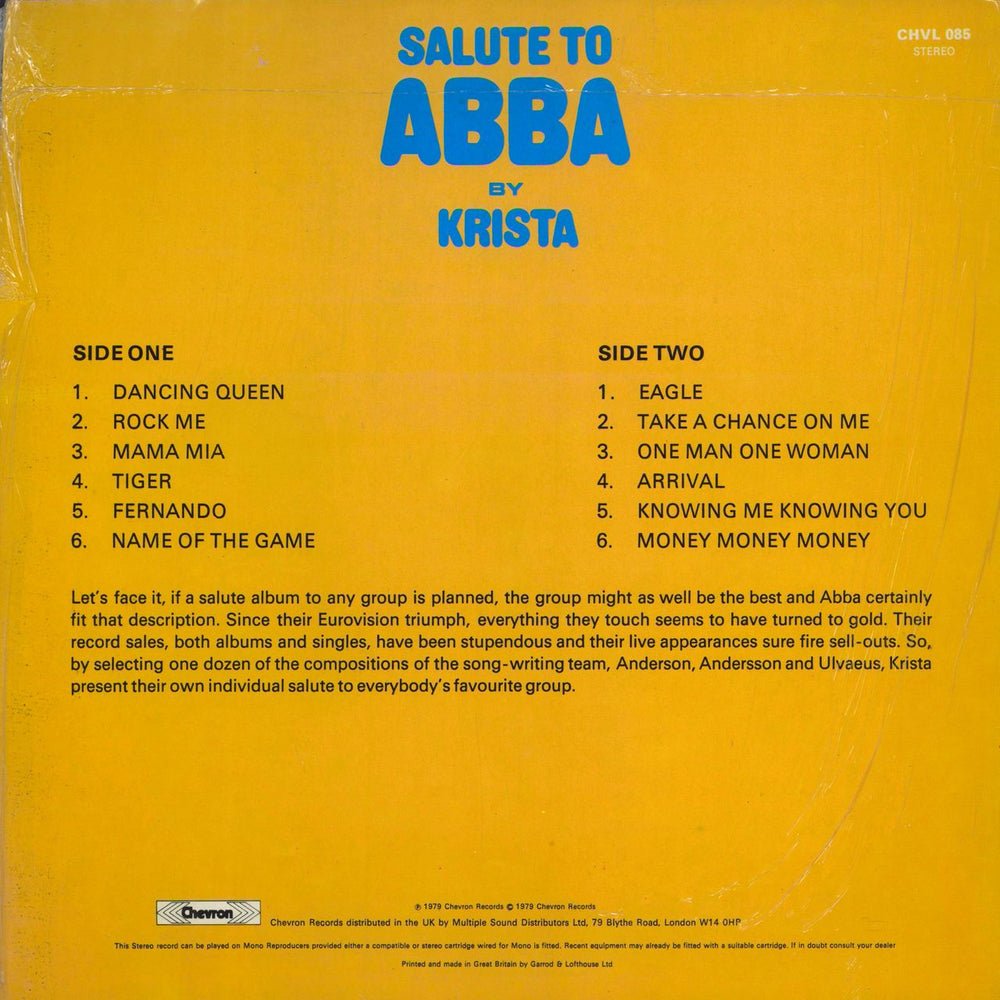 Abba Salute To Abba UK vinyl LP album (LP record)